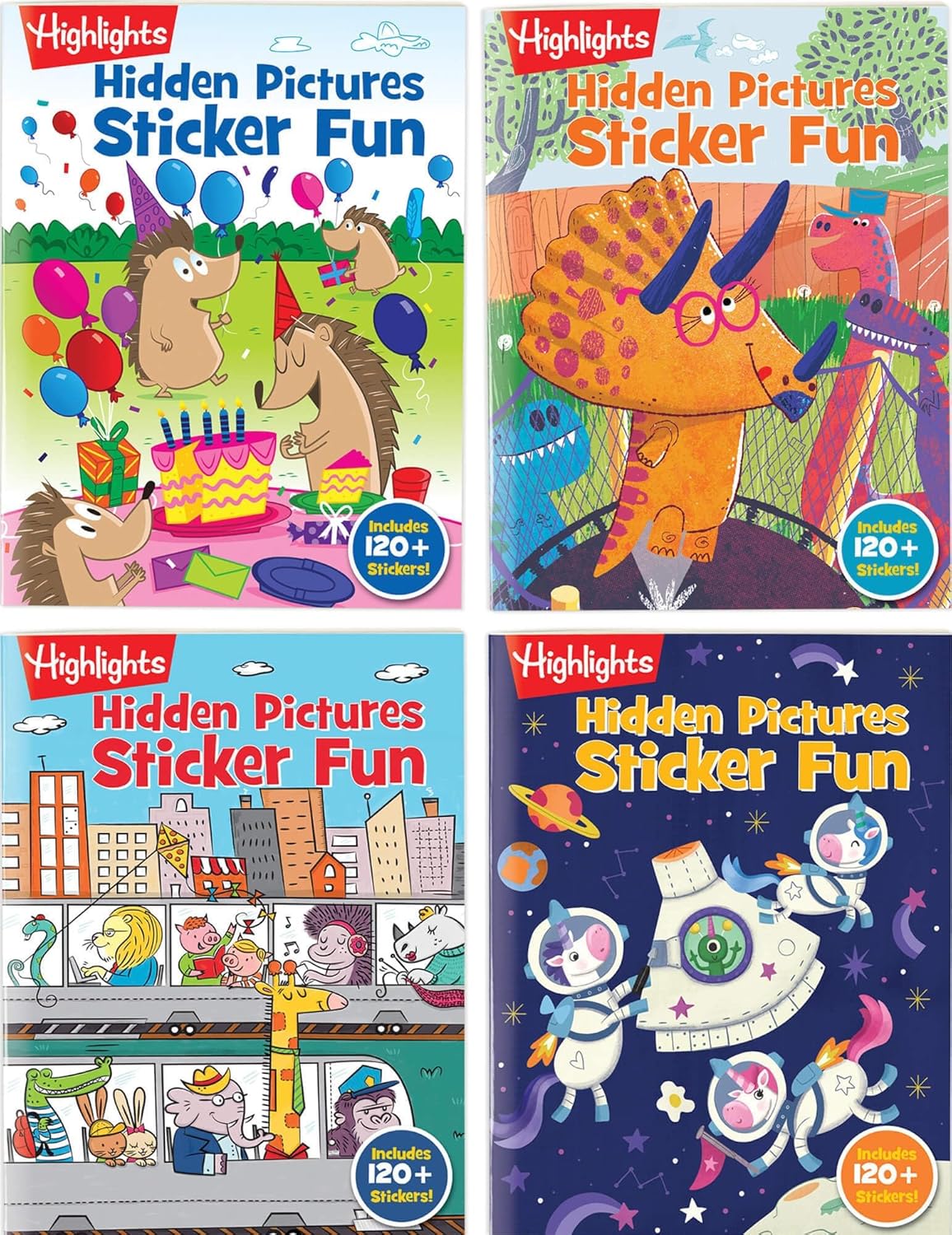 Highlights Hidden Pictures Sticker Fun Sticker Books for Kids Ages 3-6, 4-Pack, 64 Pages
